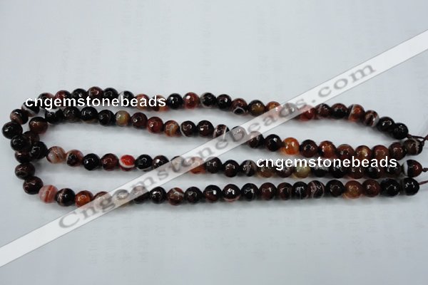 CAG5112 15.5 inches 8mm faceted round line agate beads wholesale