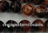 CAG5115 15.5 inches 14mm faceted round line agate beads wholesale