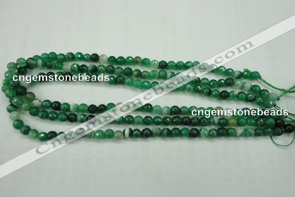 CAG5120 15.5 inches 4mm faceted round line agate beads wholesale