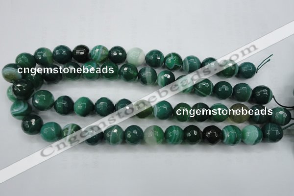 CAG5124 15.5 inches 12mm faceted round line agate beads wholesale