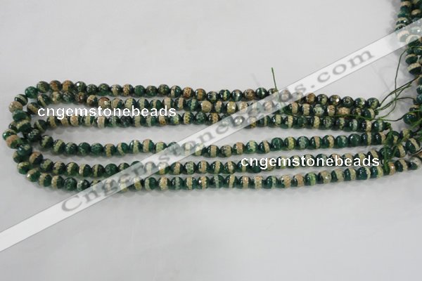 CAG5136 15 inches 6mm faceted round tibetan agate beads wholesale