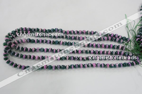 CAG5137 15 inches 6mm faceted round tibetan agate beads wholesale