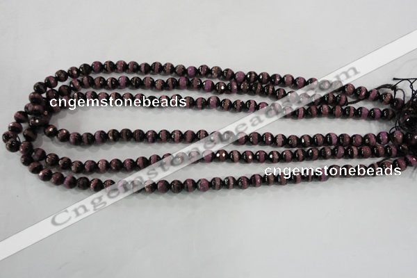 CAG5138 15 inches 6mm faceted round tibetan agate beads wholesale