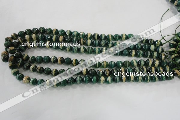 CAG5141 15 inches 8mm faceted round tibetan agate beads wholesale