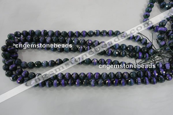 CAG5143 15 inches 8mm faceted round tibetan agate beads wholesale