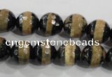 CAG5145 15 inches 10mm faceted round tibetan agate beads wholesale