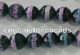 CAG5146 15 inches 10mm faceted round tibetan agate beads wholesale