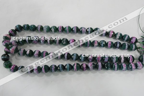 CAG5146 15 inches 10mm faceted round tibetan agate beads wholesale