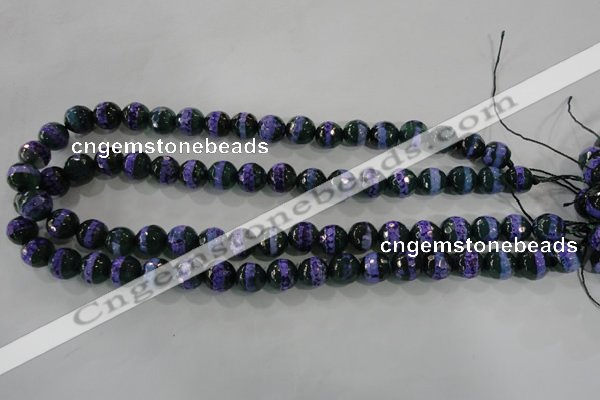 CAG5148 15 inches 10mm faceted round tibetan agate beads wholesale