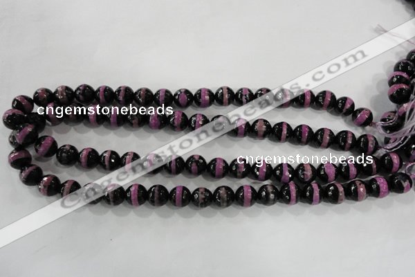 CAG5149 15 inches 10mm faceted round tibetan agate beads wholesale