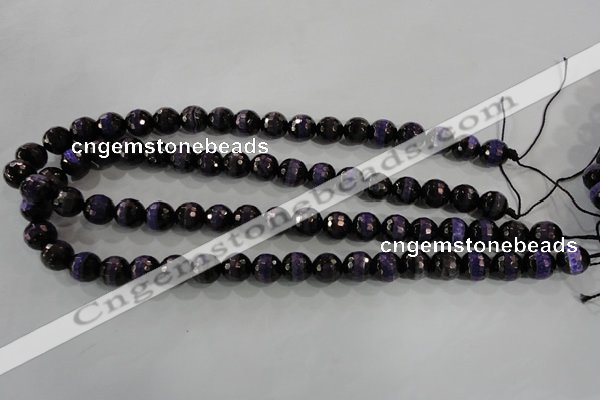 CAG5150 15 inches 10mm faceted round tibetan agate beads wholesale