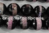 CAG5153 15 inches 12mm faceted round tibetan agate beads wholesale