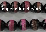 CAG5154 15 inches 12mm faceted round tibetan agate beads wholesale