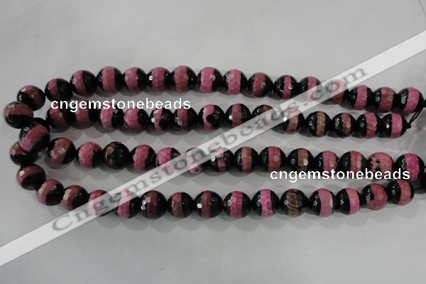 CAG5154 15 inches 12mm faceted round tibetan agate beads wholesale