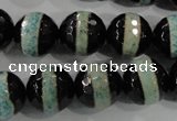 CAG5156 15 inches 12mm faceted round tibetan agate beads wholesale