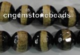 CAG5157 15 inches 12mm faceted round tibetan agate beads wholesale