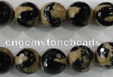 CAG5164 15 inches 12mm faceted round tibetan agate beads wholesale