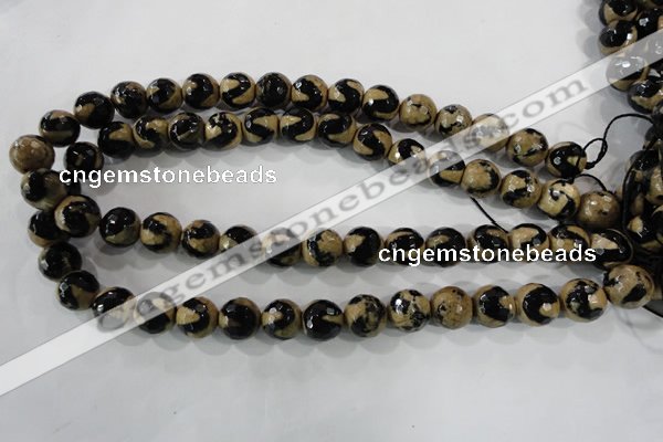 CAG5164 15 inches 12mm faceted round tibetan agate beads wholesale