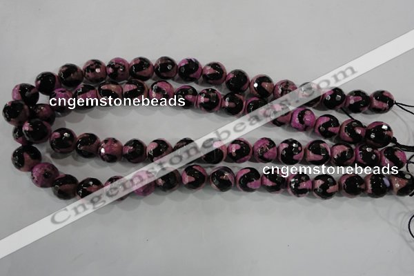 CAG5166 15 inches 12mm faceted round tibetan agate beads wholesale