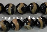 CAG5168 15 inches 14mm faceted round tibetan agate beads wholesale