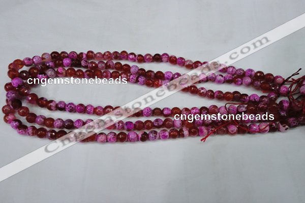 CAG5181 15 inches 6mm faceted round fire crackle agate beads