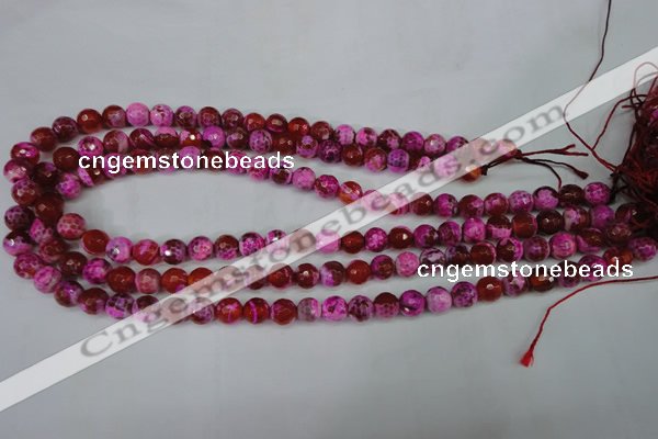 CAG5182 15 inches 8mm faceted round fire crackle agate beads