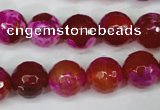 CAG5184 15 inches 12mm faceted round fire crackle agate beads