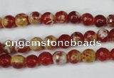 CAG5186 15 inches 6mm faceted round fire crackle agate beads