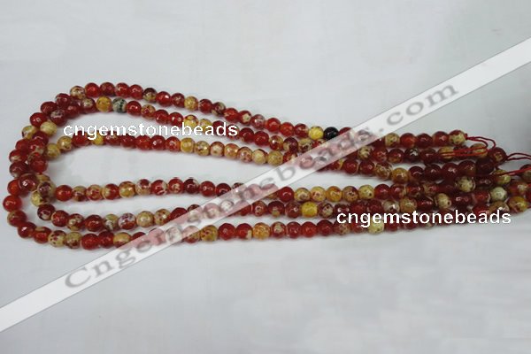 CAG5186 15 inches 6mm faceted round fire crackle agate beads