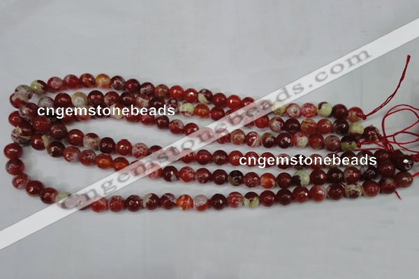 CAG5187 15 inches 8mm faceted round fire crackle agate beads