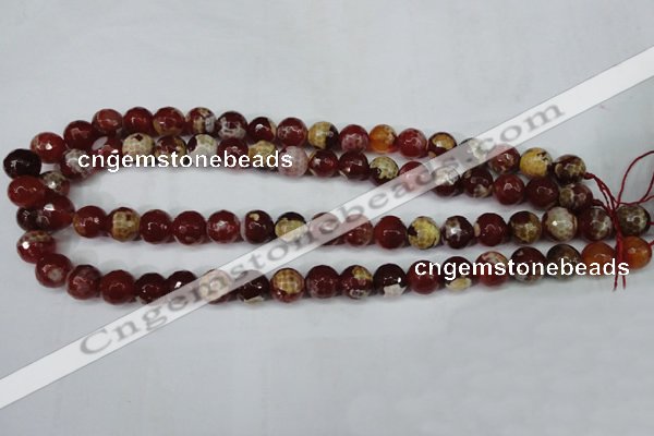 CAG5188 15 inches 10mm faceted round fire crackle agate beads