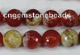 CAG5189 15 inches 12mm faceted round fire crackle agate beads