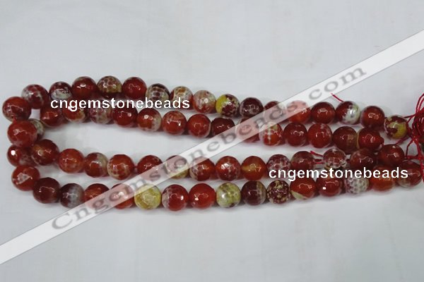 CAG5189 15 inches 12mm faceted round fire crackle agate beads