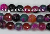 CAG5192 15 inches 8mm faceted round fire crackle agate beads