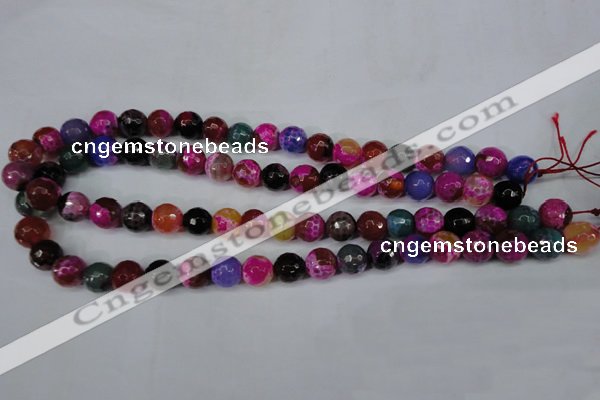 CAG5193 15 inches 10mm faceted round fire crackle agate beads