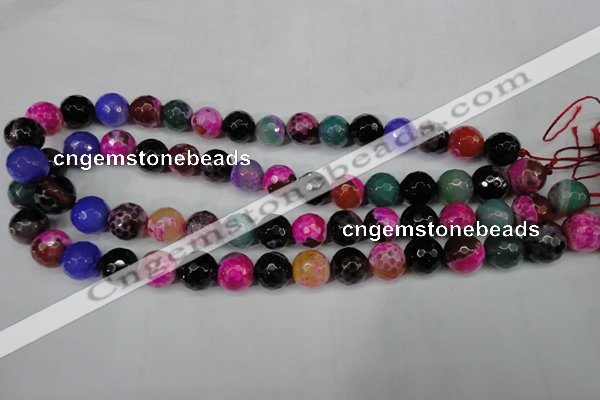 CAG5194 15 inches 12mm faceted round fire crackle agate beads