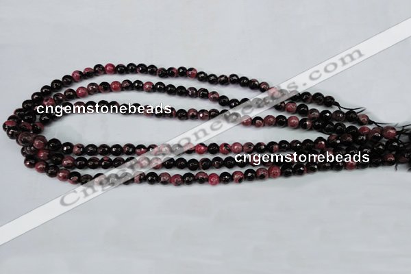 CAG5197 15 inches 6mm faceted round fire crackle agate beads