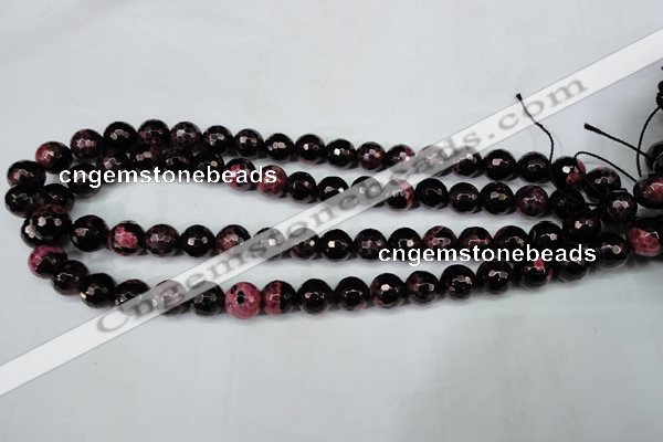 CAG5199 15 inches 10mm faceted round fire crackle agate beads