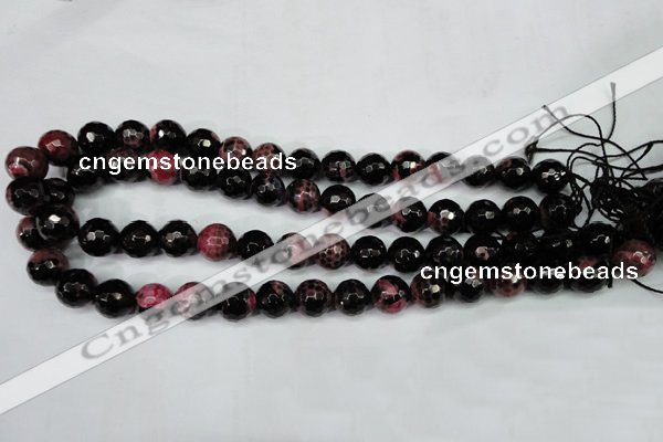 CAG5200 15 inches 12mm faceted round fire crackle agate beads