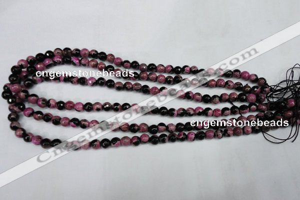 CAG5203 15 inches 6mm faceted round fire crackle agate beads