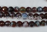 CAG5206 15 inches 6mm faceted round fire crackle agate beads