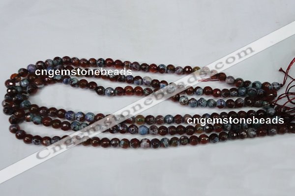 CAG5206 15 inches 6mm faceted round fire crackle agate beads