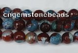 CAG5207 15 inches 8mm faceted round fire crackle agate beads