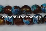 CAG5208 15 inches 10mm faceted round fire crackle agate beads