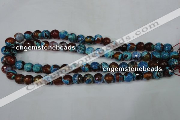 CAG5208 15 inches 10mm faceted round fire crackle agate beads