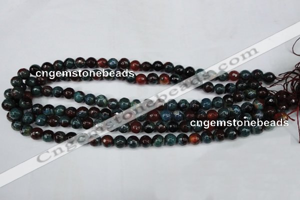 CAG5211 15 inches 8mm faceted round fire crackle agate beads