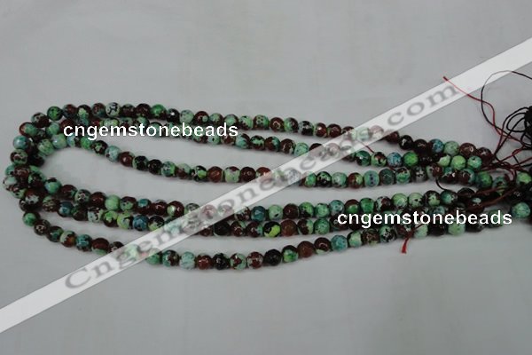 CAG5214 15 inches 6mm faceted round fire crackle agate beads