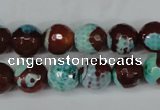 CAG5215 15 inches 10mm faceted round fire crackle agate beads