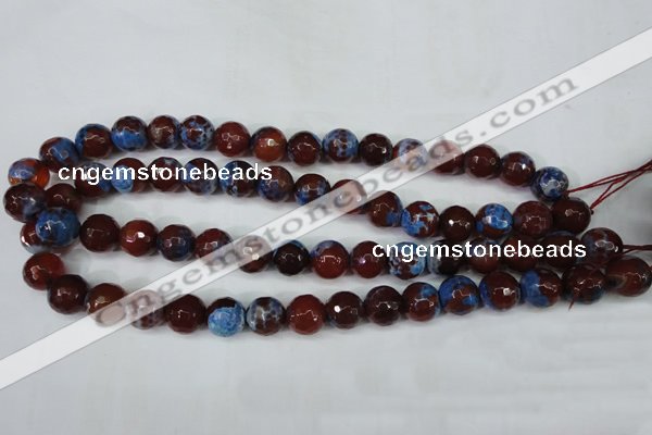 CAG5218 15 inches 12mm faceted round fire crackle agate beads