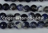 CAG5222 15 inches 8mm faceted round fire crackle agate beads
